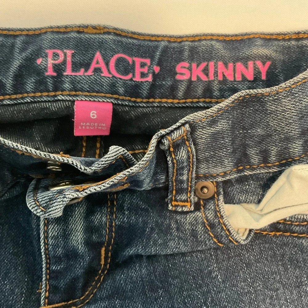 Children's Place Skinny Jeans Girls 6 Blue Excellent Denim Adjustable Waist